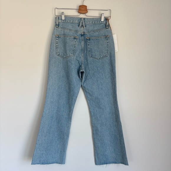 NWT SLVRLAKE Frankie High Rise Flare Crop Raw Hem Jeans in Skyline 26 - Picture 9 of 13